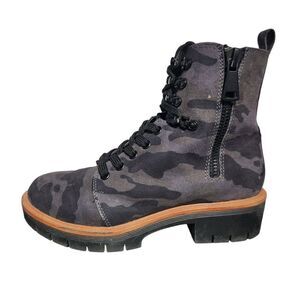 MIA Celene River Camo Boots Womens Size 7 M Black Gray Ankle Lace Up